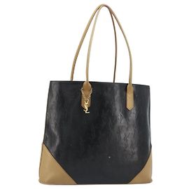 Borsa Tote SAINT LAURENT in pelle Nero Beige Auth 191020