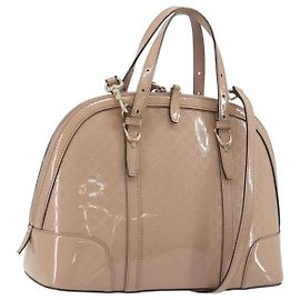 Bolso GUCCI Guccissima en lona Micro GG y piel charol 2way Rosa Beige Auth mr2719