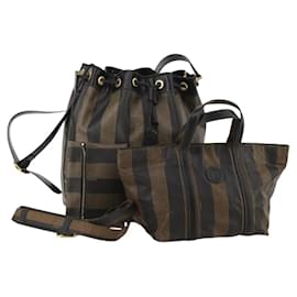 FENDI Borsa a Spalla Pecan PVC 2 Set Marrone Nero Auth bs35857 - Fendi