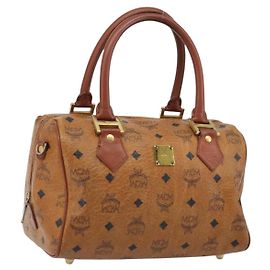 Borsa MCM Vicetos in PVC e pelle marrone oro Auth BA13884