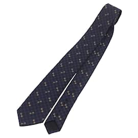 Cravatta GUCCI Horsebit in jacquard di seta blu Auth BA14067M - Gucci