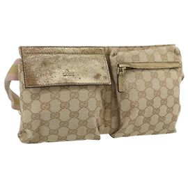 Marsupio GUCCI GG Canvas Beige Oro 28566 Auth ka5124