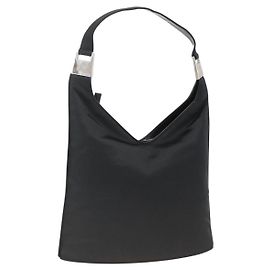 Borsa a Spalla GUCCI Nylon Nero Argento 001 2113 3010 Auth BSZ644