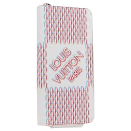 LOUIS VUITTON Damier Spray Zippy Wallet Vertical White M81403 LV Auth 126654SM