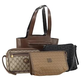 GIVENCHY Gucci Fendi Prada Set di 4 Borse PVC Pelle Marrone Beige nero Auth 180241 - Givenchy