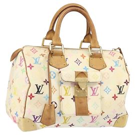 LOUIS VUITTON Monogram Multicolor Speedy 30 Borsa Bianca Bron M92643 LV Auth 171774