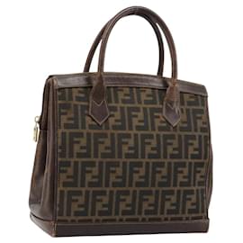 Borsa a Mano FENDI Zucca Canvas Nero Marrone Auth 177879