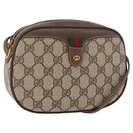 GUCCI GG Supreme Web Sherry Line Bag PVC Outlet 007 754 6112 4030 Auth 179036