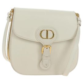 Borsa a Spalla Christian Dior Bobby Pelle Bianca e Oro Auth 189798M