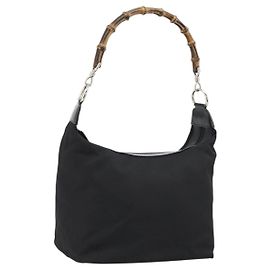 Borsa a mano GUCCI Bamboo in tela nera e argento 000 1956 0531 Auth gh2209A
