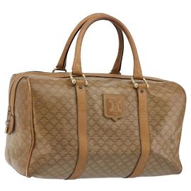 Céline Bolso CELINE Macadam Canvas PVC Beige Oro Auth 186674