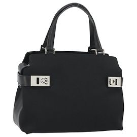 Borsa Salvatore Ferragamo in tela nera e argento autentica gh2223