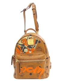Sac à dos MCM en PVC marron avec logo
