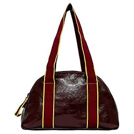 Borsa Boston Miu Miu Bordeaux e Giallo in Pelle Lucida