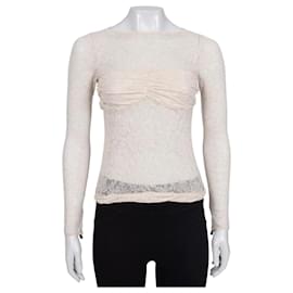 Enganliegendes Spitzen-Top in Beige Louis Vuitton Größe 36 Gebraucht