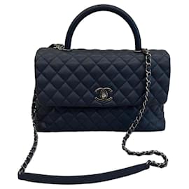 Borsa Chanel Classic Flap in pelle caviar blu navy