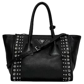 Borsa in pelle nera Prada 2 in 1