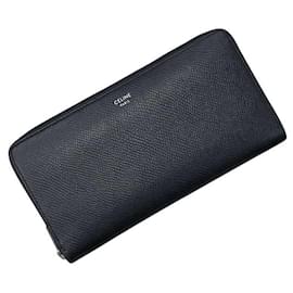 Céline Celine Round Long Wallet - Black Leather