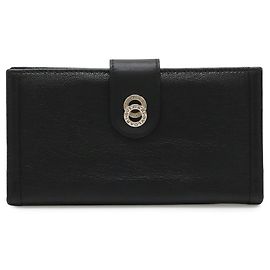 Bulgari Carteira longa dobrável em couro preto BVLGARI Doppio Tondo