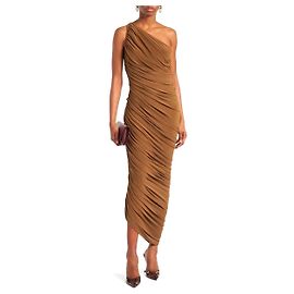 Vestido midi drapeado de un solo hombro Diana de Norma Kamali