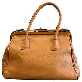 Borsa a mano con zip in pelle di capra Madras Prada