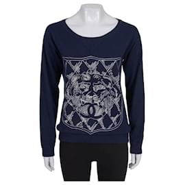 Vintage Chanel Cashmere-Pullover in Blau - Größe M, EU38 Gebraucht