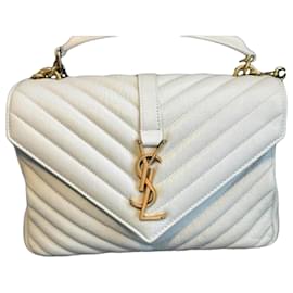 Borsa a tracolla Saint Laurent College in pelle bianca