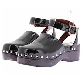 Chanel Black Leather Clogs Size 37
