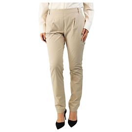 Brunello Cucinelli Pantalones de algodón plisado neutro - talla UK 14