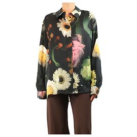 Autre Marque Camisa negra con estampado floral - talla XL