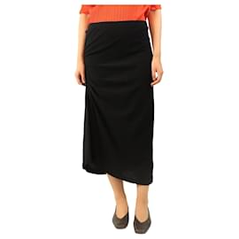 Falda midi fruncida negra - talla L - Autre Marque