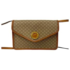 Celine Vintage Circle Logo Hardware Macadam Pattern Schultertasche - Céline