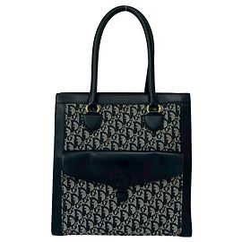 Borsa Tote Christian Dior motivo Trotter blu navy