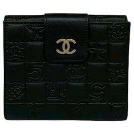 Portafoglio bi-fold in agnello con finiture Chanel Icon Coco Mark
