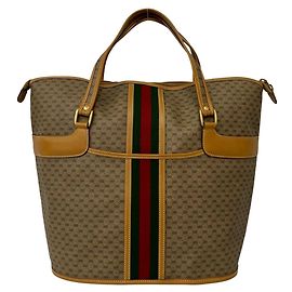 Gucci Vintage Sherry Line Micro GG Muster Leder Tote Bag