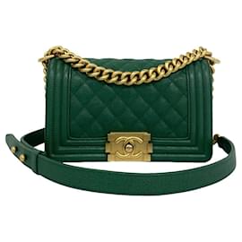 Borsa a Spalla Chanel Boy Channel Coco Mark Verde