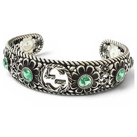 Pulseira rígida GUCCI AG925 Rhinestone Crystal Floral Interlocking G