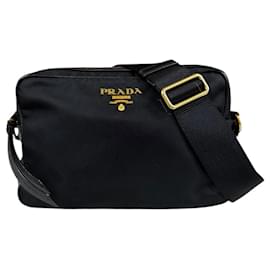 Borsa a tracolla in nylon nero Prada