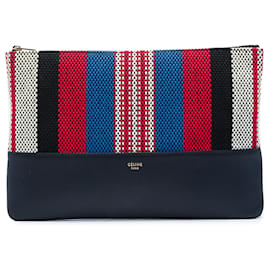 Céline Pochette Solo a righe in tela nera Celine