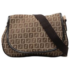 Fendi Braun Zucchino Canvas Crossbody