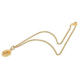 Collana con pendente medaglione Chanel Gold CC placcato oro