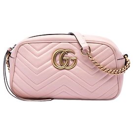 Gucci Pink Small GG Marmont Matelasse Calfskin Crossbody