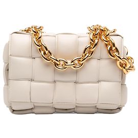 Borsa Cassette Bottega Veneta in nappa bianco Intrecciato con catena imbottita