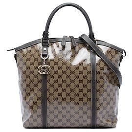 Borsa Satchel Gucci Beige Large GG Crystal Charm