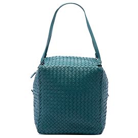 Borsa a tracolla Cube in nappa Intrecciato blu Bottega Veneta
