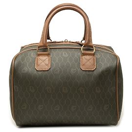 Dior Boston Tasche aus Honeycomb beschichtetem Canvas in Braun