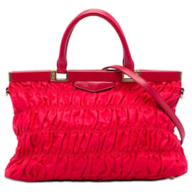 Borsa a mano con struttura Prada Red Tessuto Gaufre