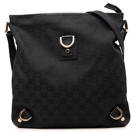 Borsa a tracolla Gucci Black GG Canvas Abbey D Ring