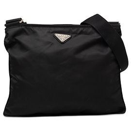 Borsa a tracolla Prada Black Tessuto Zip Top