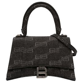 Bolsa de mão Balenciaga Black Small BB Monogram Denim Hourglass